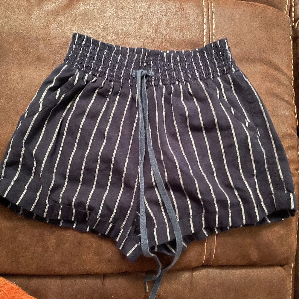 Navy and white striped shorts
